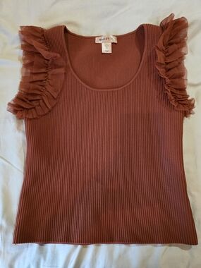 Bailey 44 Rust Ruffle Sleeve Ribbed Tank Top